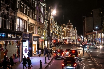 Christmas lights on a street in London