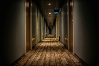 a hotel corridor