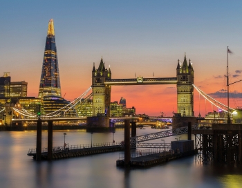Tower Bridge in London at sunset